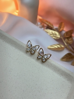 Brinco borboleta asas zircônia BRIMU03 - Ruchelli Bijoux