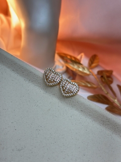 Brinco coração p cravejado BRIMU03 - Ruchelli Bijoux