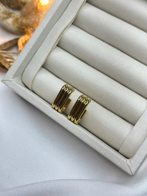 Brinco argola 3 fios quadrada aço inoxicidável BRIJU03 - comprar online