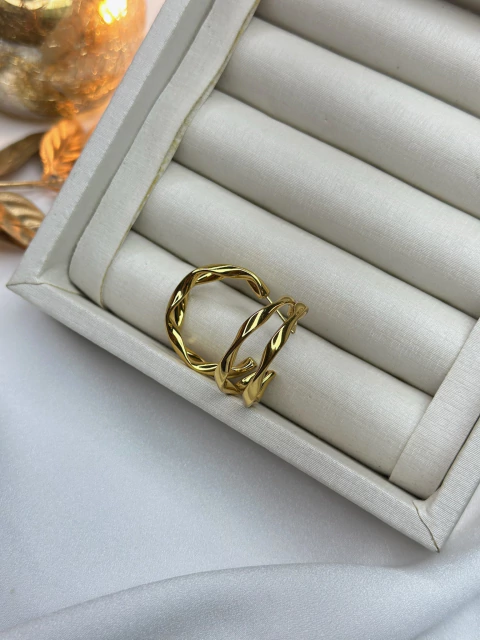 Brinco argola dupla torcida aço inoxicidável BRIJU03 - comprar online