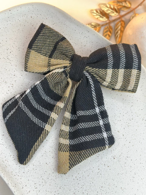 Laço flanela xadrez bico de pato nude LAJD07 - comprar online