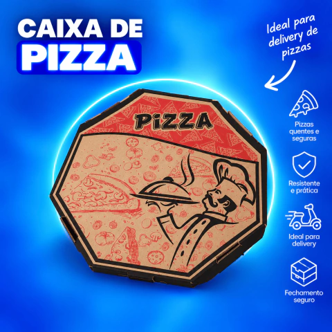 CAIXA DE PIZZA 35cm 35x35x5 - Fardo com 25 unidades