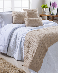 Peseira Tricot para Cama 230x70cm Areia
