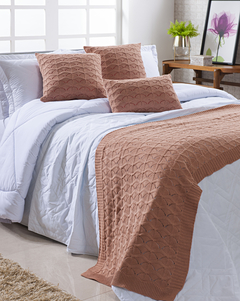 Peseira Tricot para Cama 230x70cm Rose
