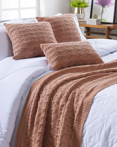 Peseira Tricot para Cama 230x70cm Rose - comprar online