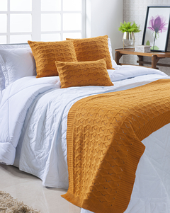 Peseira Tricot para Cama 230x70cm Mostarda