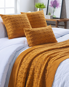 Peseira Tricot para Cama 230x70cm Mostarda - comprar online