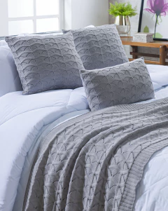 Peseira Tricot para Cama 230x70cm Cinza - comprar online