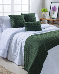 Peseira Tricot para Cama 230x60cm Verde