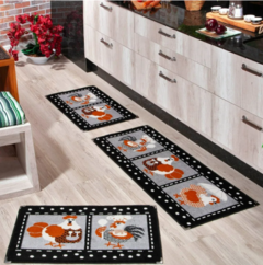 Kit Cozinha Felpudo 3 Peças Antiderrapante KA34