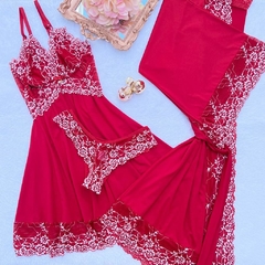Camisola com renda francesa Branca Plus Size