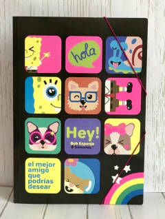 CARPETA OFICIO 3 SOLAPAS CON ELÁSTICO SIMONES + BOB ESPONJA -MOOVING -