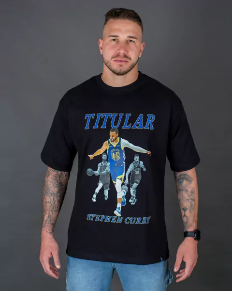 Camiseta Titular Jeans Oversized stephen curry - PRETO