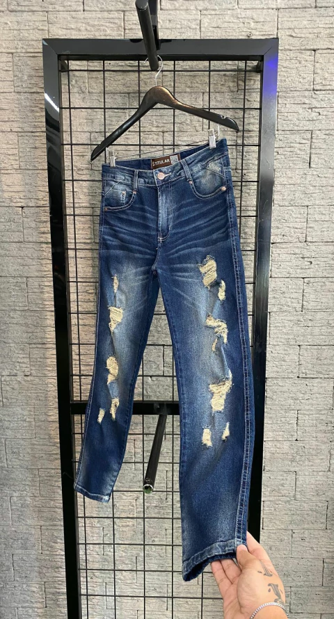 Calça jeans destroyed embroidery titular - CHÁ RASGADO - comprar online