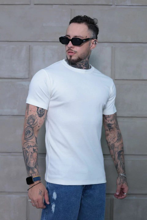 CAMISA CANELADA SLIM - OFF WHITE - comprar online