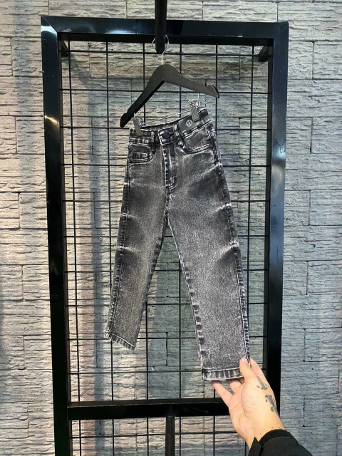 Calça jeans destroyed kids new grayscale - PRETO MARMORIZADO - comprar online