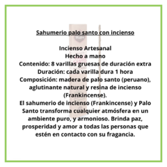 Sahumerio palo santo "Sagrada Madre" con incienso - comprar online