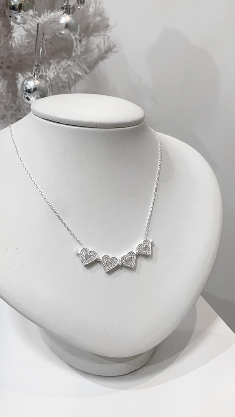 Colar 2 em 1 luxo corações