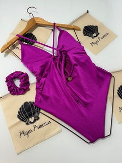 Maiô decote V FÚCSIA GLOW - comprar online