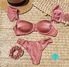 Biquíni meia taça com babados rosé glow
