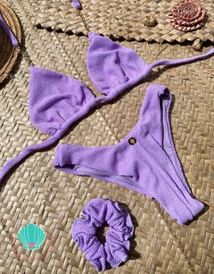 Biquíni cortininha móvel com correntes lavanda plissê - comprar online