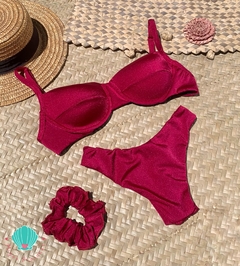 Biquíni meia taça vermelho marsala glow na internet