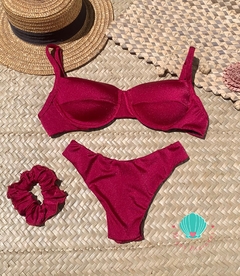 Biquíni meia taça vermelho marsala glow - comprar online