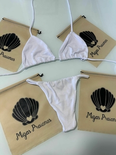 Biquíni cortininha móvel branco canelado - comprar online