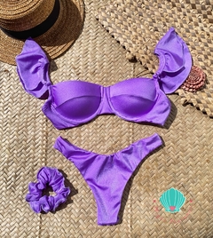 Kit moda praia lilás glow - Migas Praianas