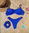 Biquíni meia taça com correntes azul royal suplex