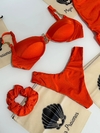Biquíni meia taça com âncora laranja glow
