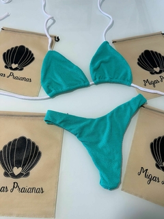 Biquíni cortininha móvel verde água canelado - comprar online