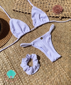 Biquíni cortininha móvel canelado branco - comprar online