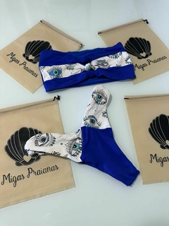 Biquíni Trancoso olho grego / azul royal - Migas Praianas