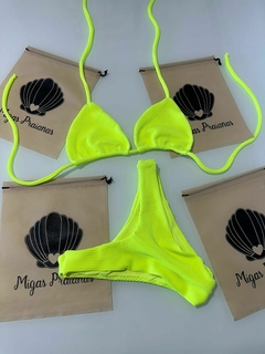 Biquíni cortininha móvel amarelo canelado na internet
