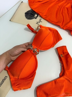 Biquíni meia taça com âncora laranja glow - comprar online