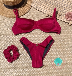 Biquíni meia taça vermelho marsala glow