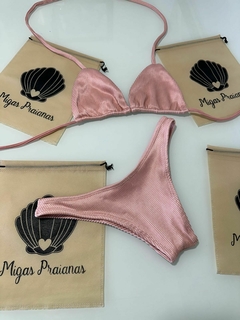 Biquíni cortininha móvel rosê canelado na internet