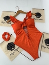 Maiô com babados laranja glow - comprar online