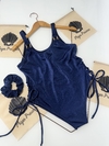Maiô com metais retangulares - azul marinho glow - comprar online