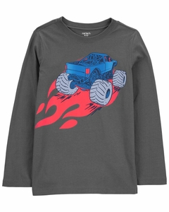 Blusa manga longa Carters grafite truck