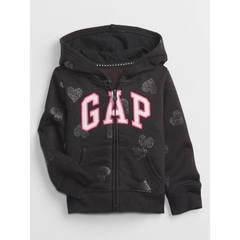 Jaqueta em moletom flanelado original Gap grafite com coração