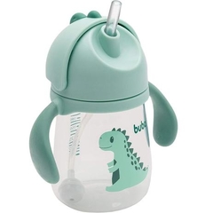Copo Dino com alça canudo e válvula verde- Buba