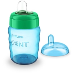 Copo Easy Sip bico de silicone antivazamento verde e azul- 260 mL- Philips Avent