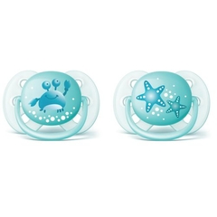 Chupeta Ultra Soft 0-6m verde estrela e caranguejo (Dupla)-Philips Avent