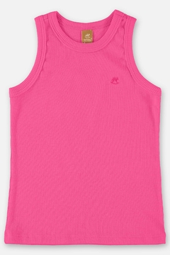 Blusa sem manga em ribana canelada pink fluor Up Baby