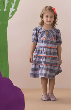 Vestido Precoce recortes e xadrez ipanema - comprar online