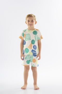 Pijama camiseta e bermuda Up Baby suedine bolas