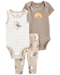 Conjunto 3 peças carters creme passaro