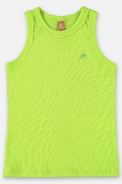Blusa sem manga em ribana canelada verde fluor Up Baby